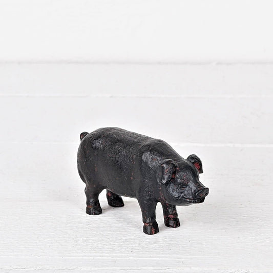 Rustic Black Polyresin Pig - 4.75"