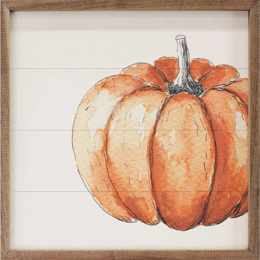 Orange Pumpkin Sign - 8" x 8"