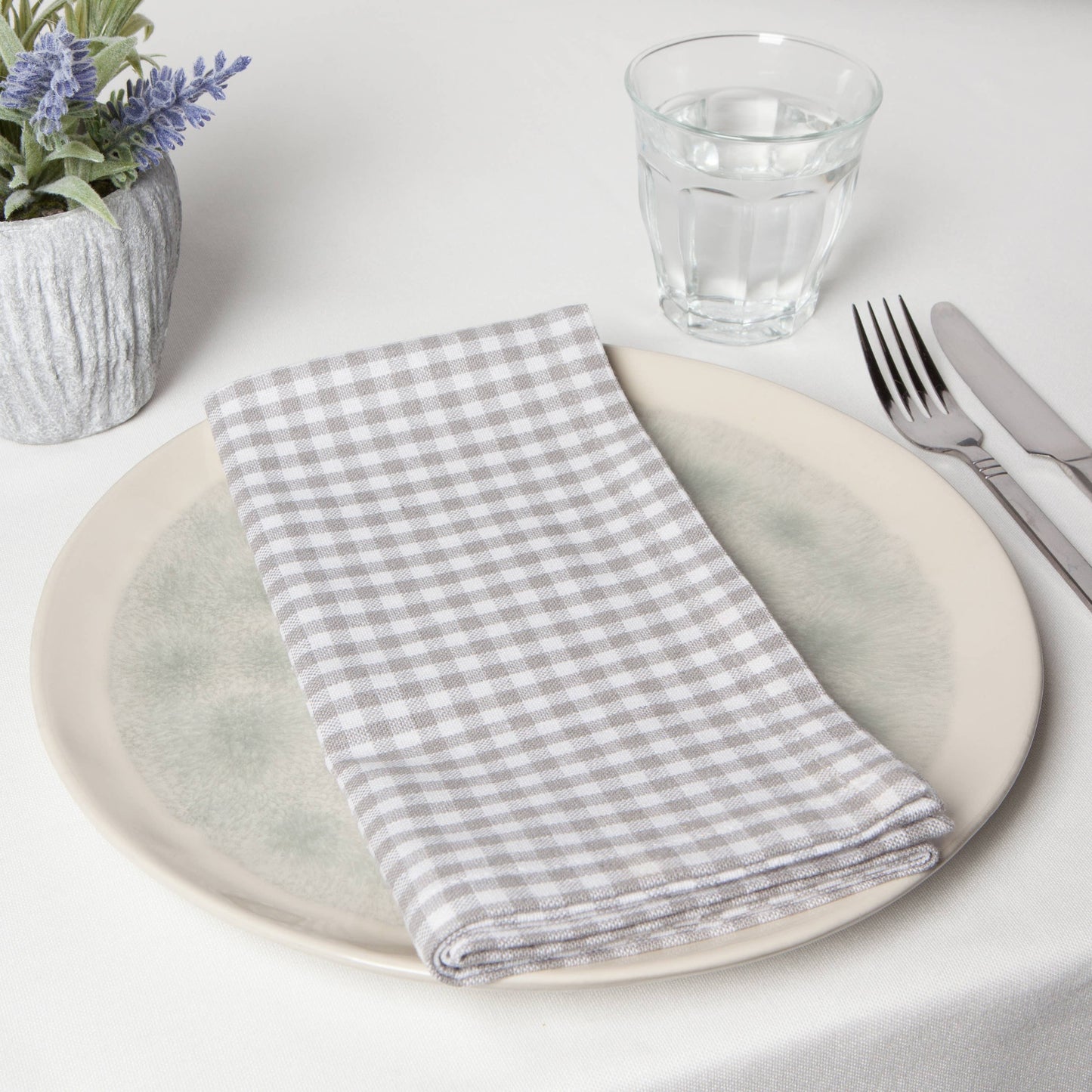 Gray Gingham Napkins - Set/4