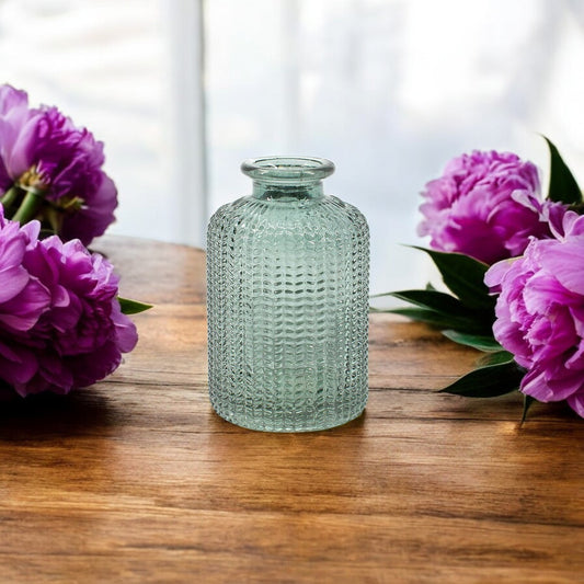 Light Blue Textured Glass Jar - 4"