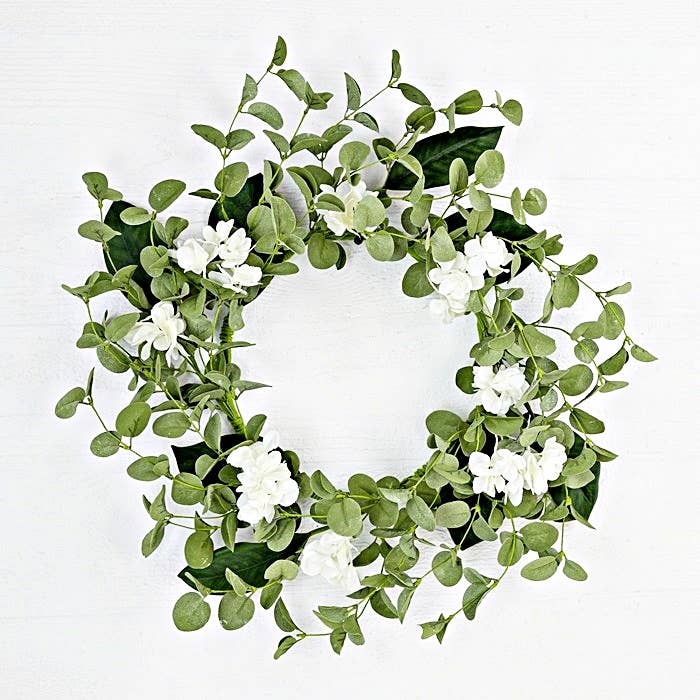 Cream Hydrangea and Eucalyptus Wreath - 22"