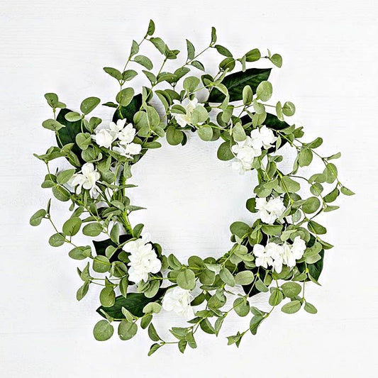 Cream Hydrangea and Eucalyptus Wreath - 22"