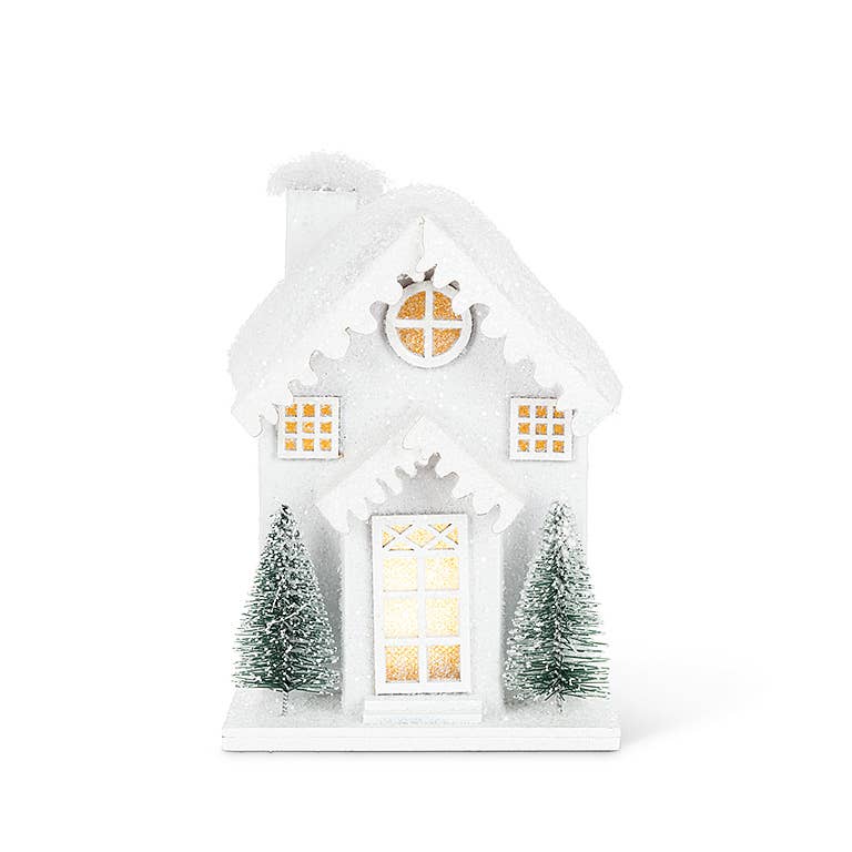 Small Snowy House w/LED - 4" x 3.5"