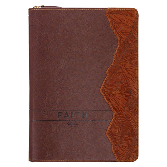 Journal Zip Brown Faith Mountains Matt. 17:20