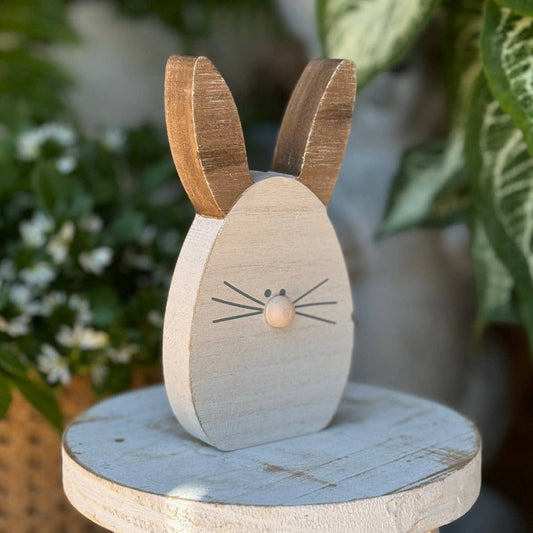 White Wood Egg Bunny