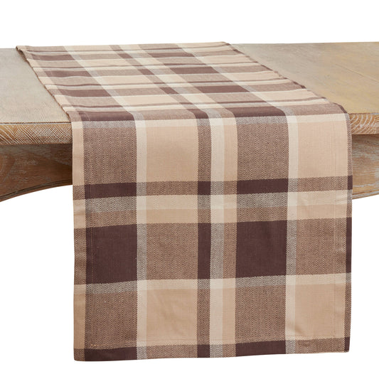 Brown Plaid Table Runner - 16"x72"