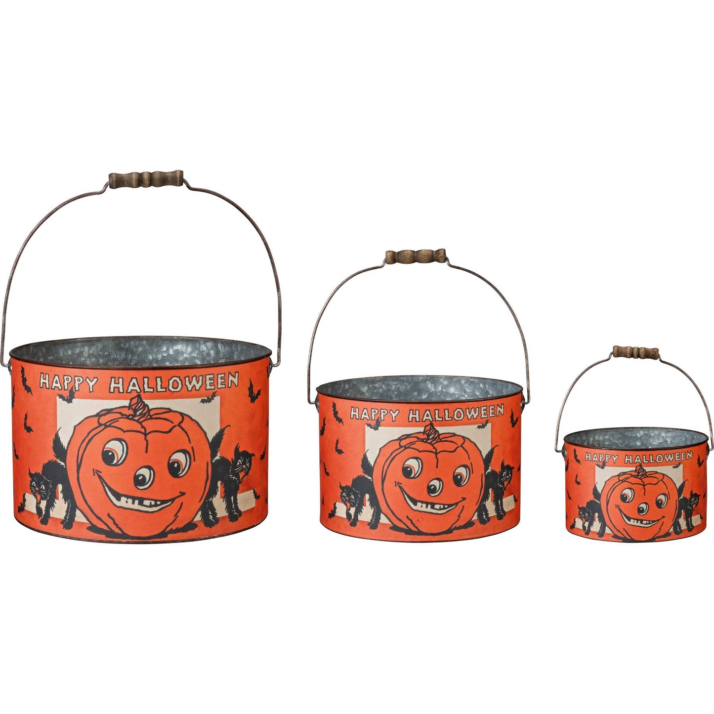Vintage Happy Halloween Buckets - 3 Sizes
