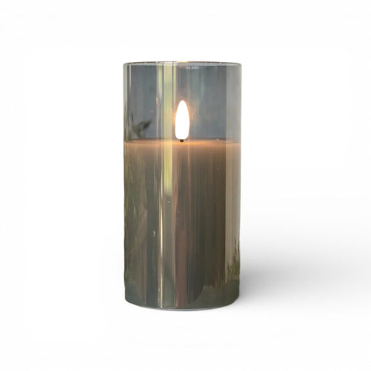 Charcoal Glass Flameless Candle - 6"