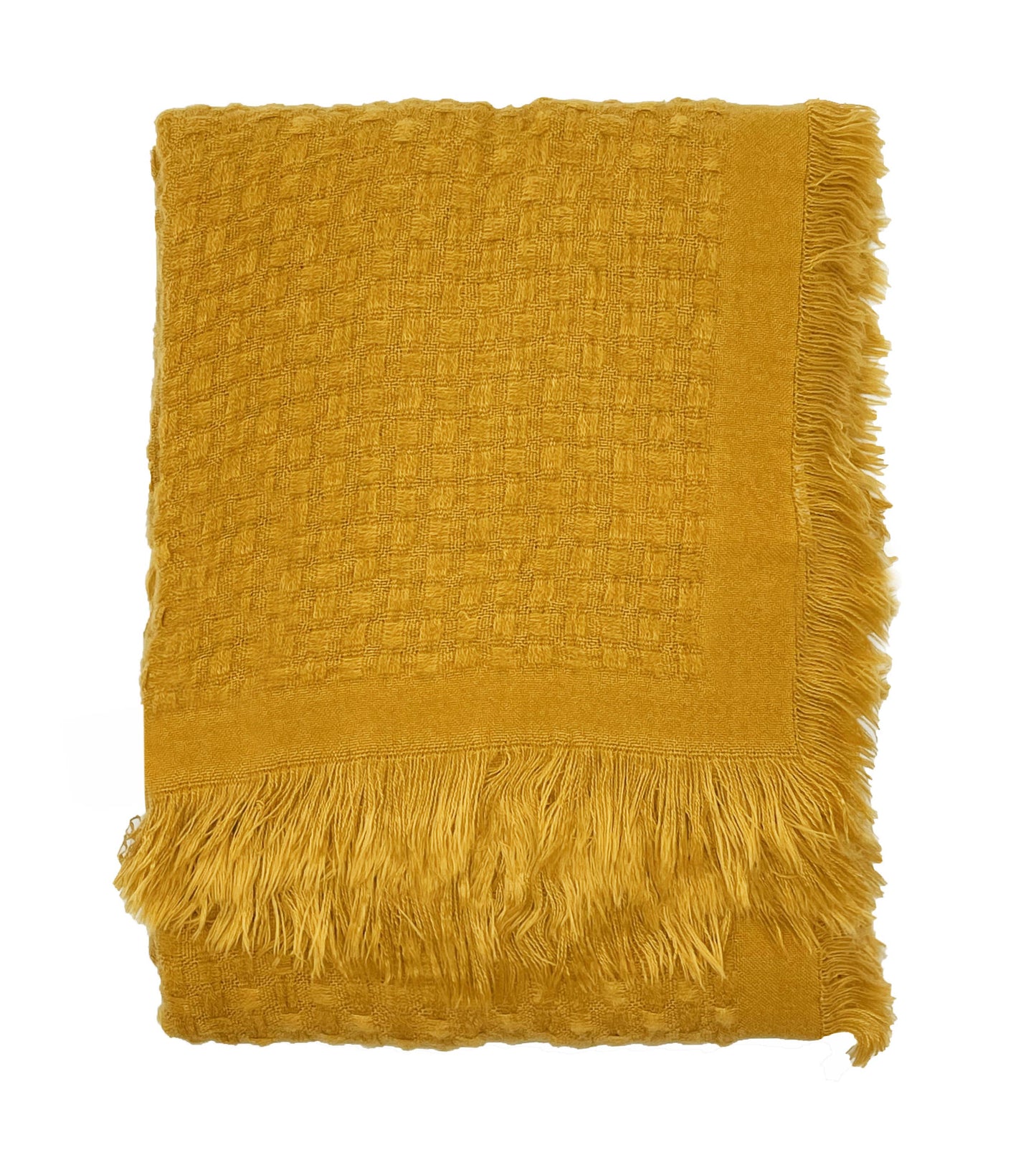 Mustard Waffle Weave Throw Blanket - 50"X60"