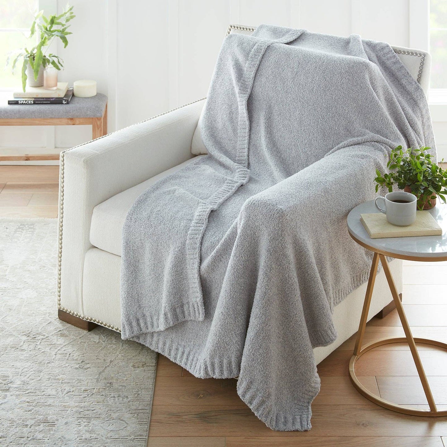 Grey Heathered Knit Throw - 60" x 70"