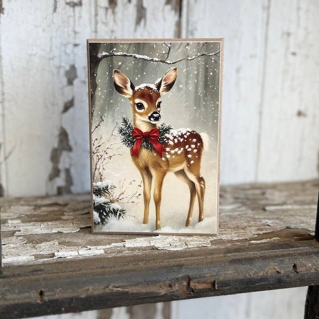 Christmas Reindeer Self Sitter Block - 4"x6"
