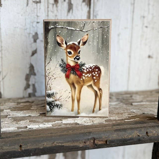 Christmas Reindeer Self Sitter Block - 4"x6"
