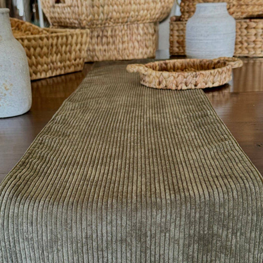 Green Corduroy Table Runner - 54"