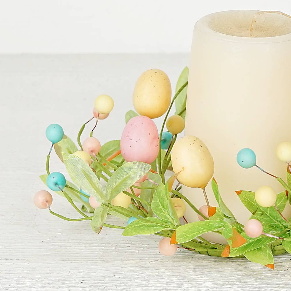 Easter Pastel Eggs Candle Ring - 3.5"