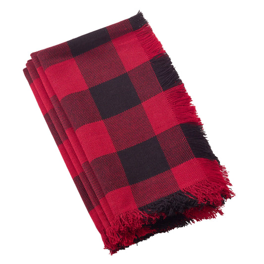 Fringed Buffalo Plaid Napkins - Set of 4