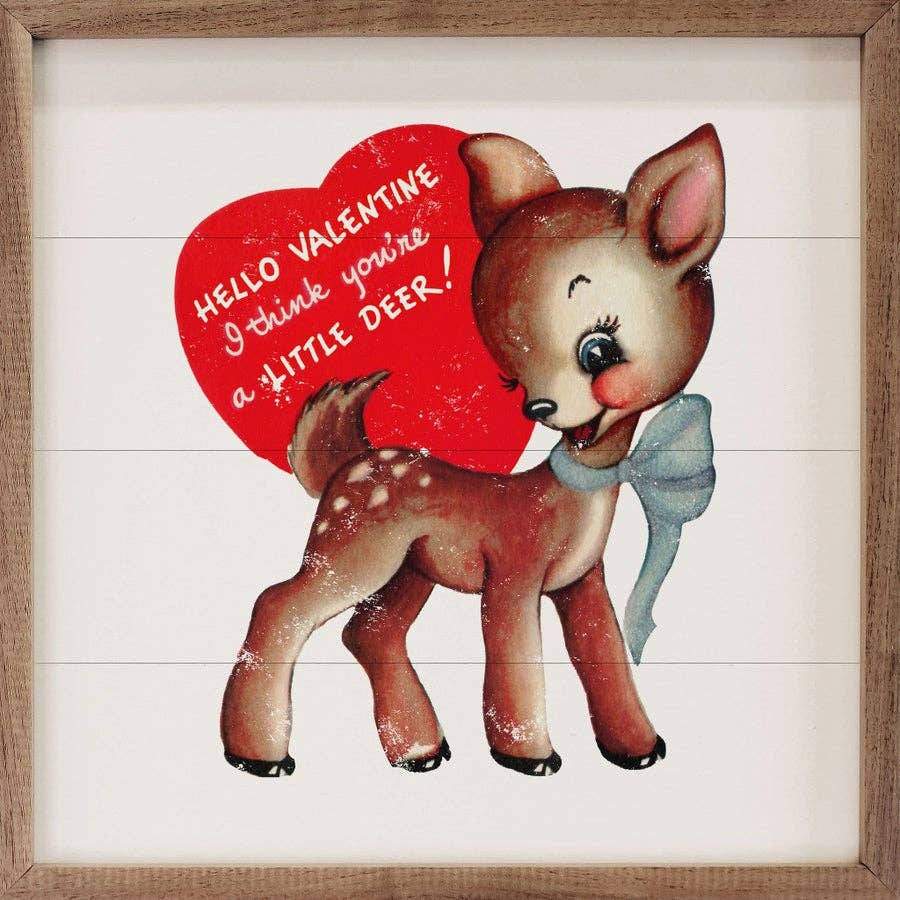 Little Deer Valentine Sign - 4"x4"
