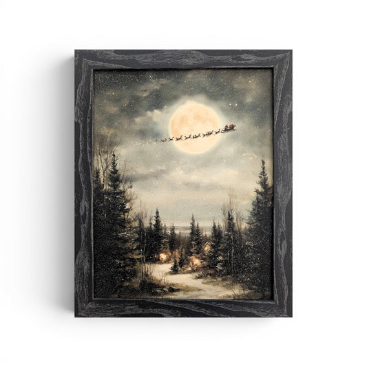 Moonlight Flight Vintage Christmas Wall Art - 13"x16"