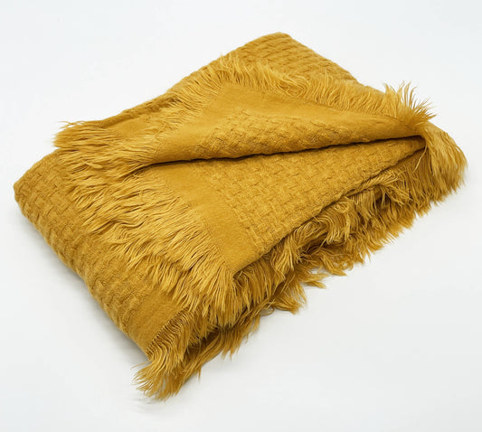 Mustard Waffle Weave Throw Blanket - 50"X60"