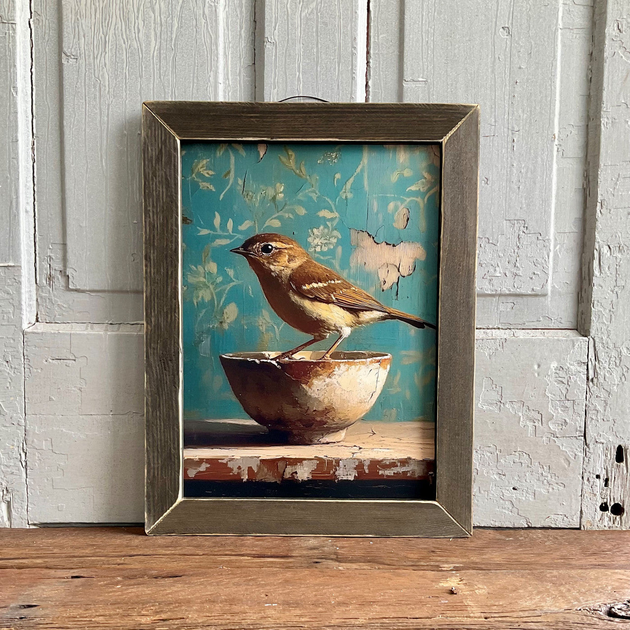 Sparrow on Bowl Artwork - 12"x16"