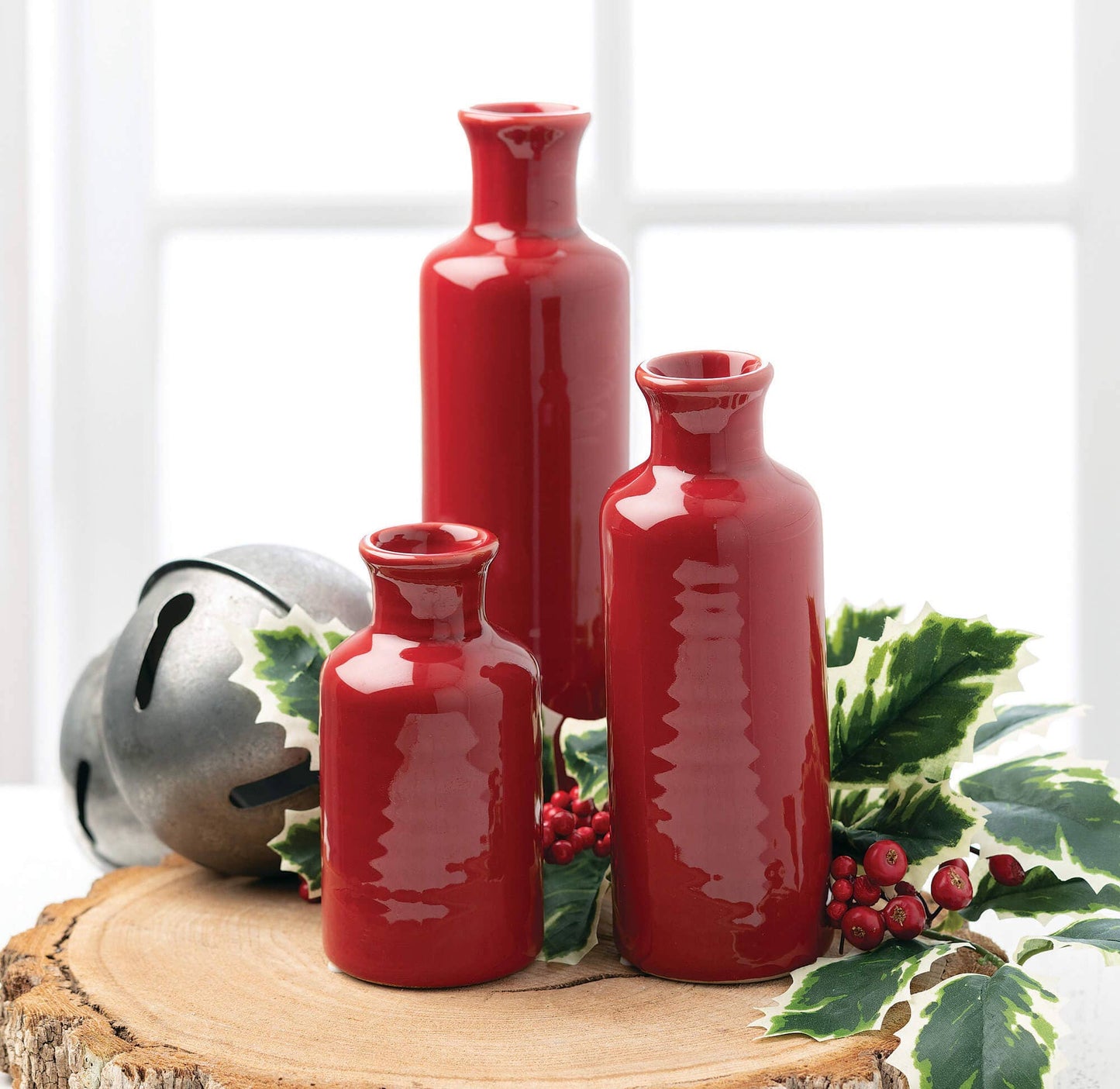 Ceramic Red Bottle Vases