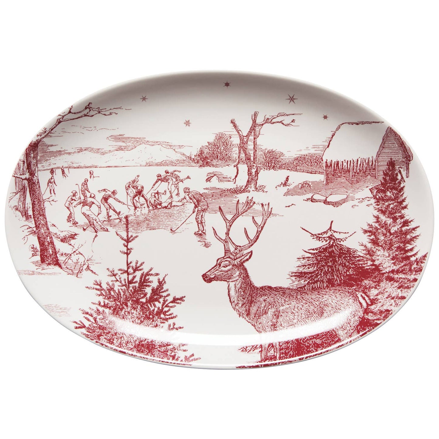 Winter Toile Christmas Serving Platter - 14"