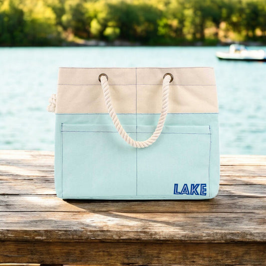 Lake Canvas Pocket Tote - 18"x14"x9"