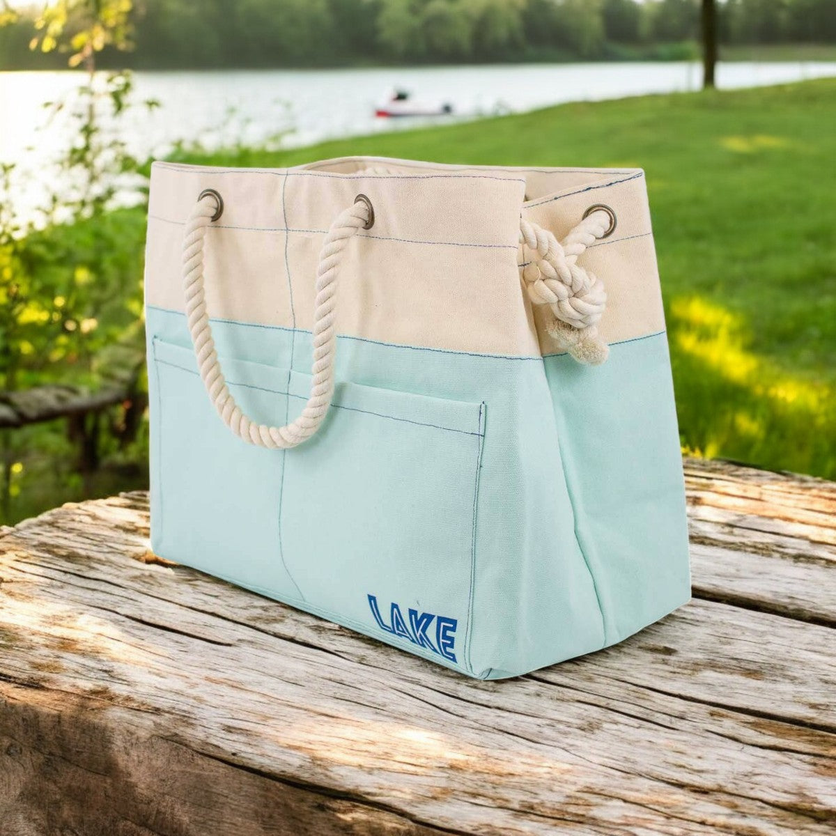 Lake Canvas Pocket Tote - 18"x14"x9"