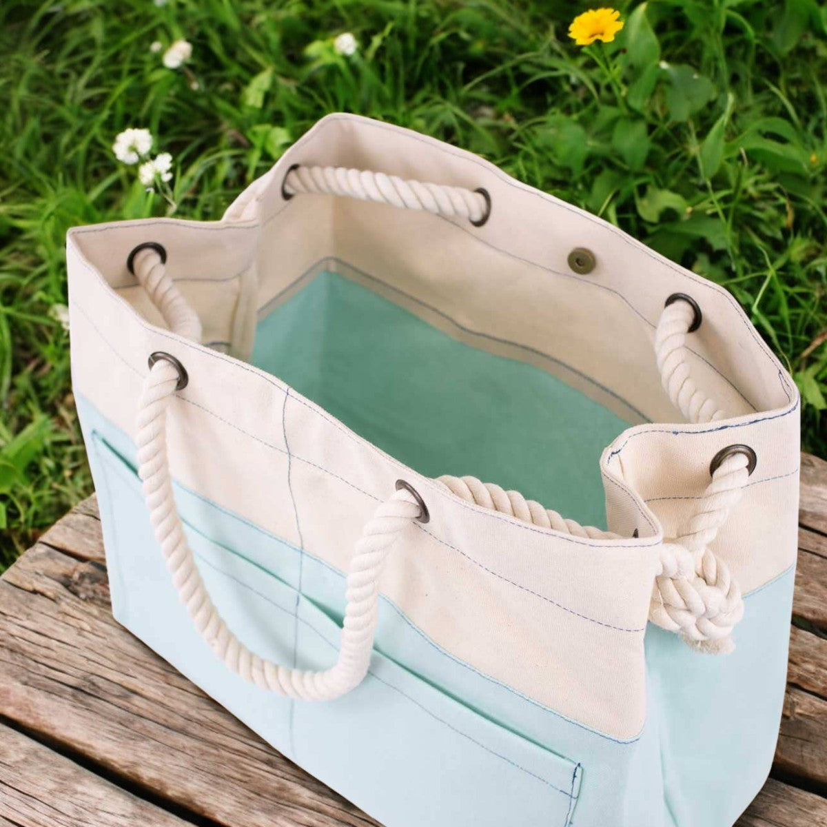 Lake Canvas Pocket Tote - 18"x14"x9"