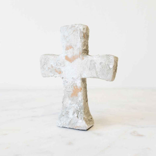 Antiqued Cement Cross - 5"