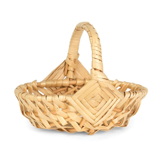 Tiny White Willow Basket with Handle - 6"