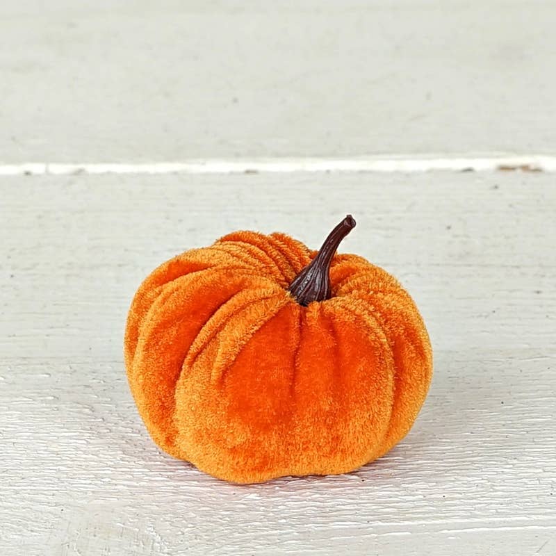 Mini Velvet Orange Pumpkin Bag of 6 - 2.5"