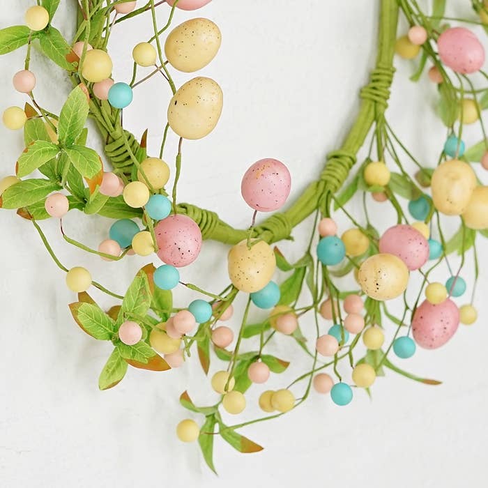 Pastel Eggs with Willow Leaves Wreath - 20"