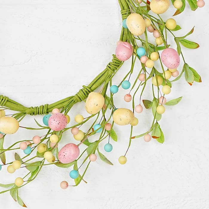 Pastel Eggs with Willow Leaves Wreath - 20"