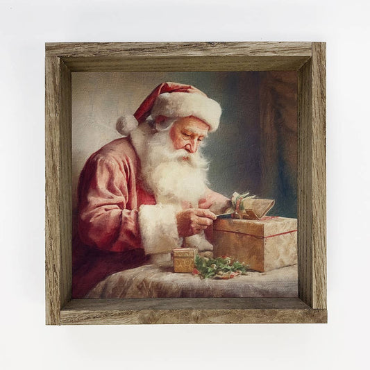 Vintage Santa Looking Through List - 11"x11"