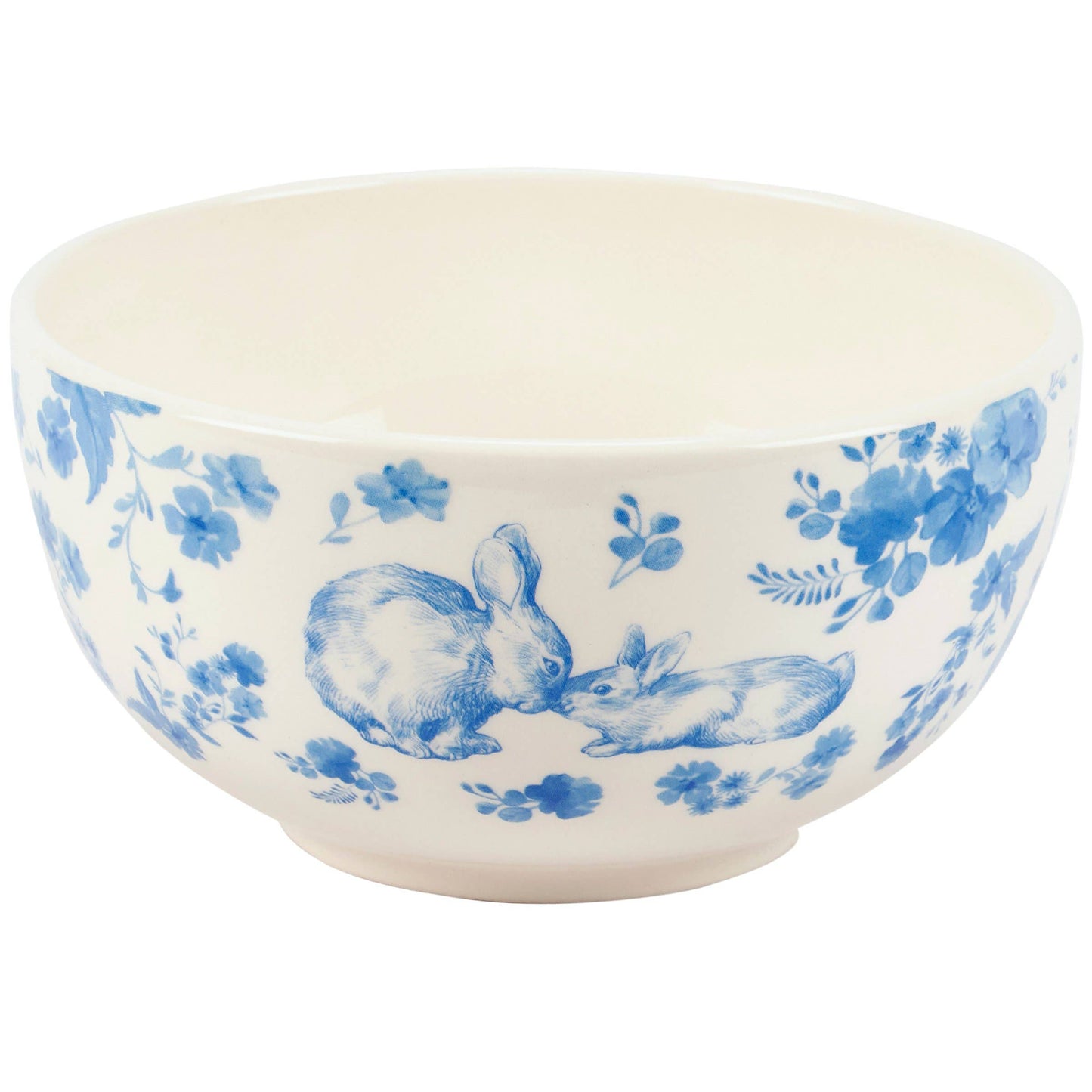 Blue Floral Rabbit Bowl - 6"