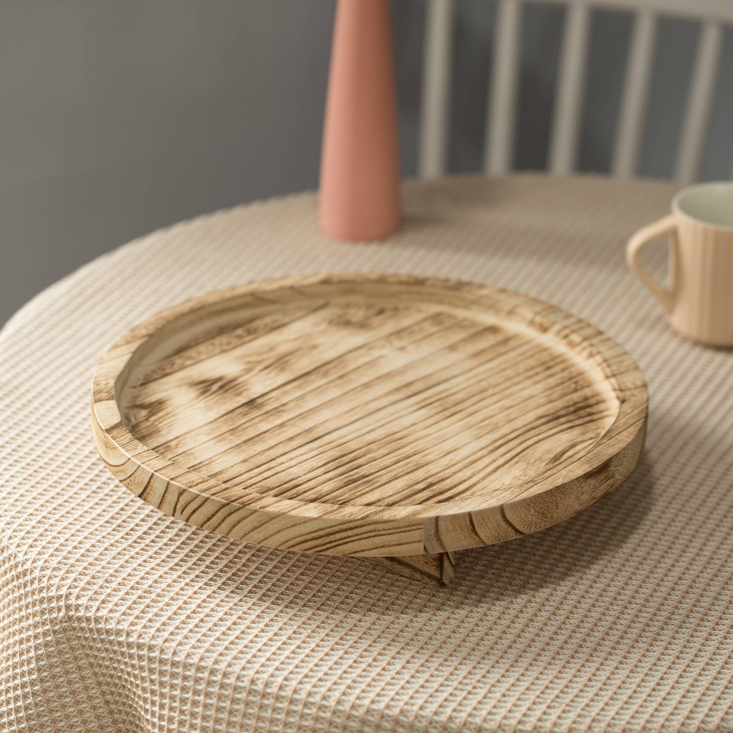 Natural Wooden Round Dish Ornament Slice Tray Table Charger