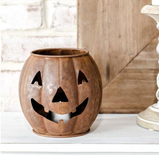 Rusty Jack-O-Lantern Candle Holder
