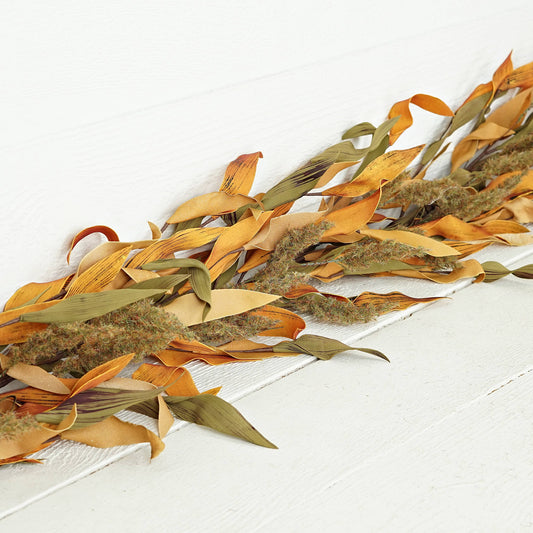 Fall Mix Herb Leaves and Heather Garland - 48"