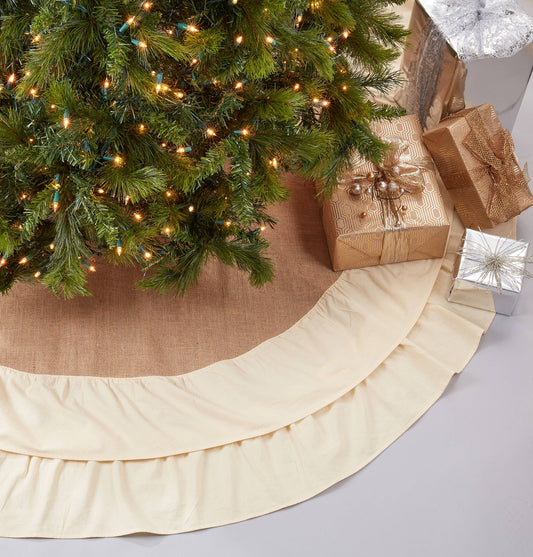 Cotton + Jute Ruffled Tree Skirt - 56"