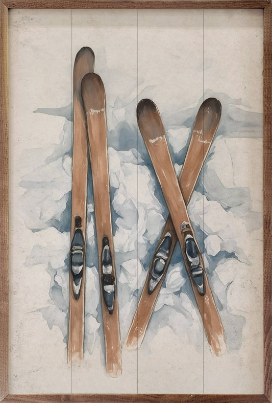 Pair of Skis in the Snow Artwork - 16"x24"