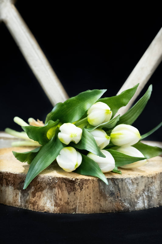 Realistic White Tulips - 12"