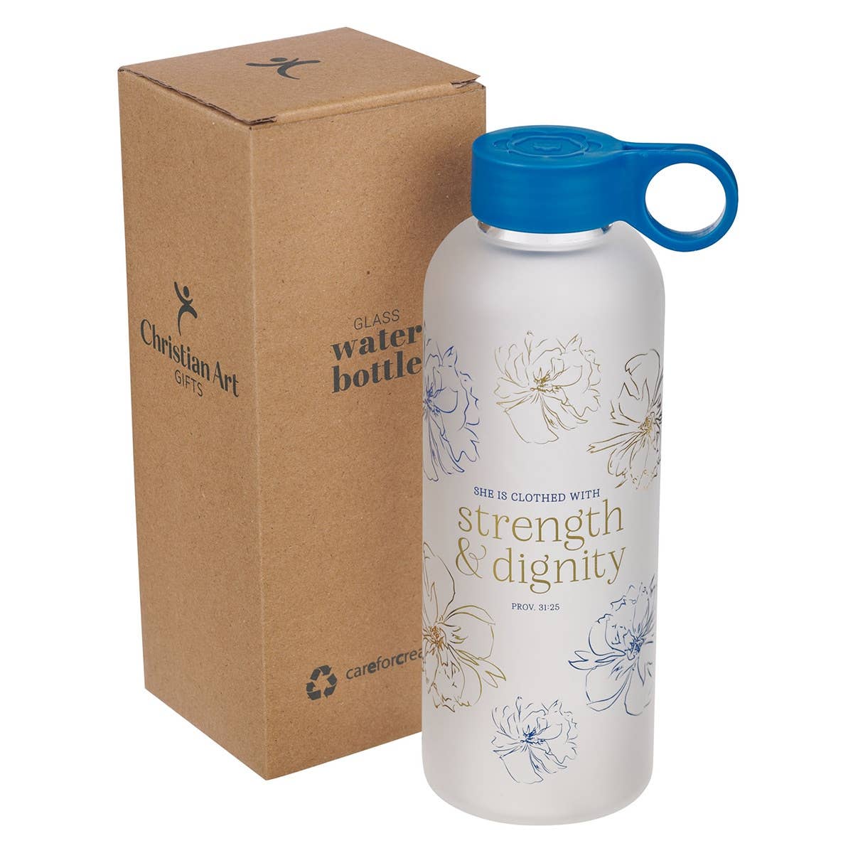 Water Bottle Glass Strength & Dignity - 17oz