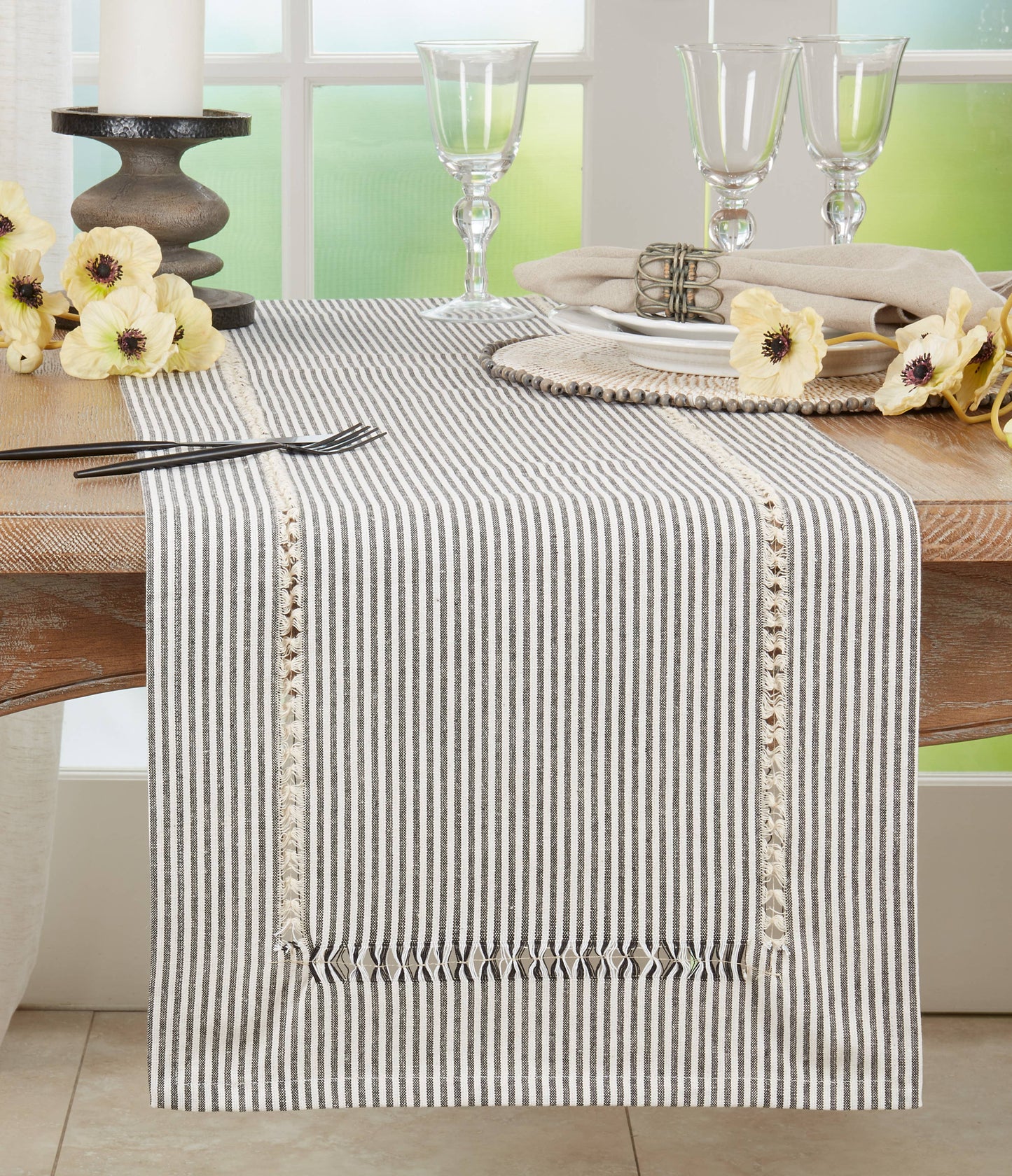 Stripe Hemstitch Runner - 16"x72"