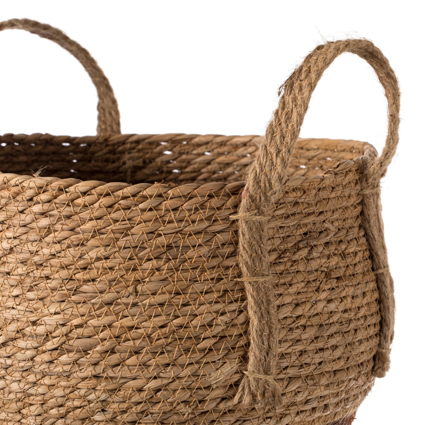 Decorative Round Storage Basket with Woven Handles