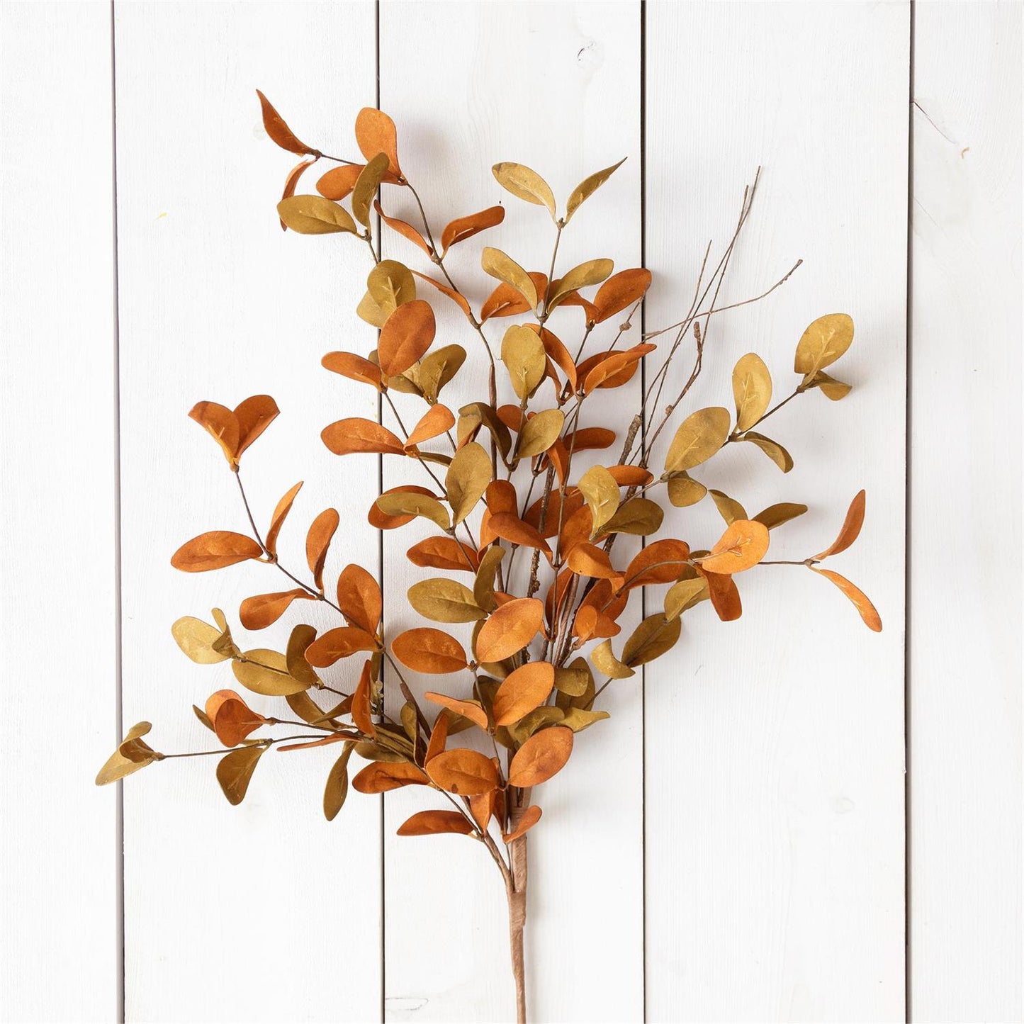 Rust and Tan Fall Leaves with Twigs Stem - 33"