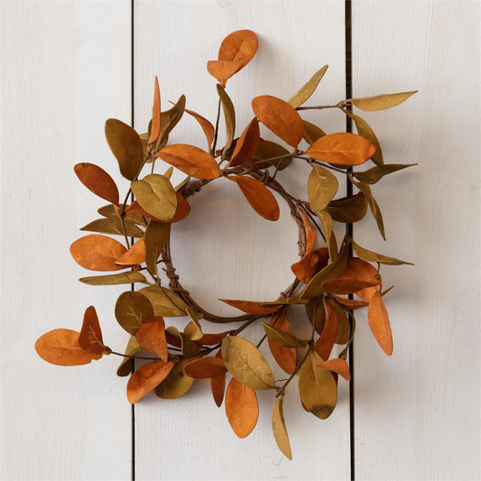 Rust and Tan Fall Leaves Candle Ring - 3.5"