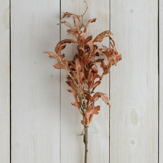 Dried Oak Leaves Branch, Brown - 30"