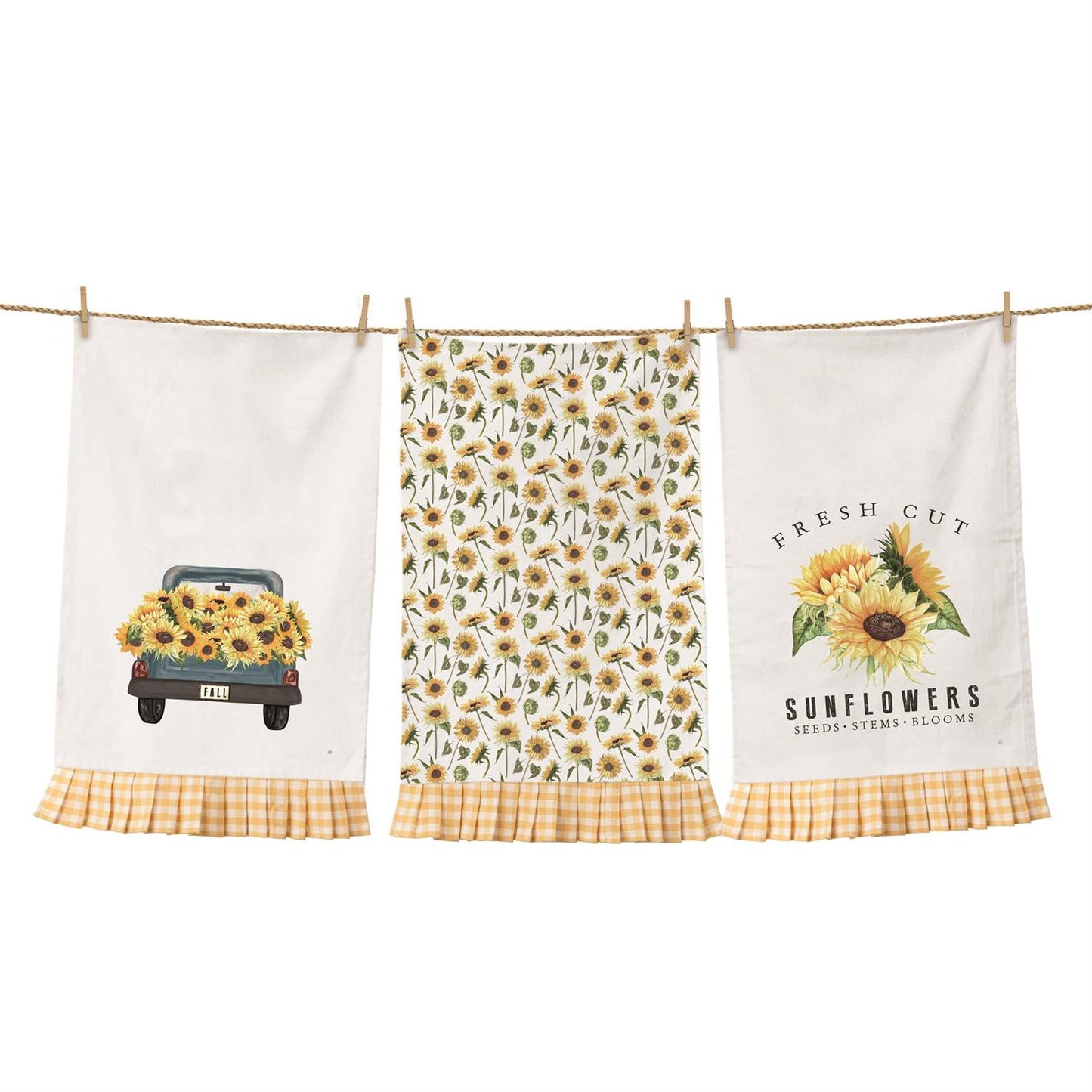 Fresh Cut Sunflowers Tea Towels - Set of 3