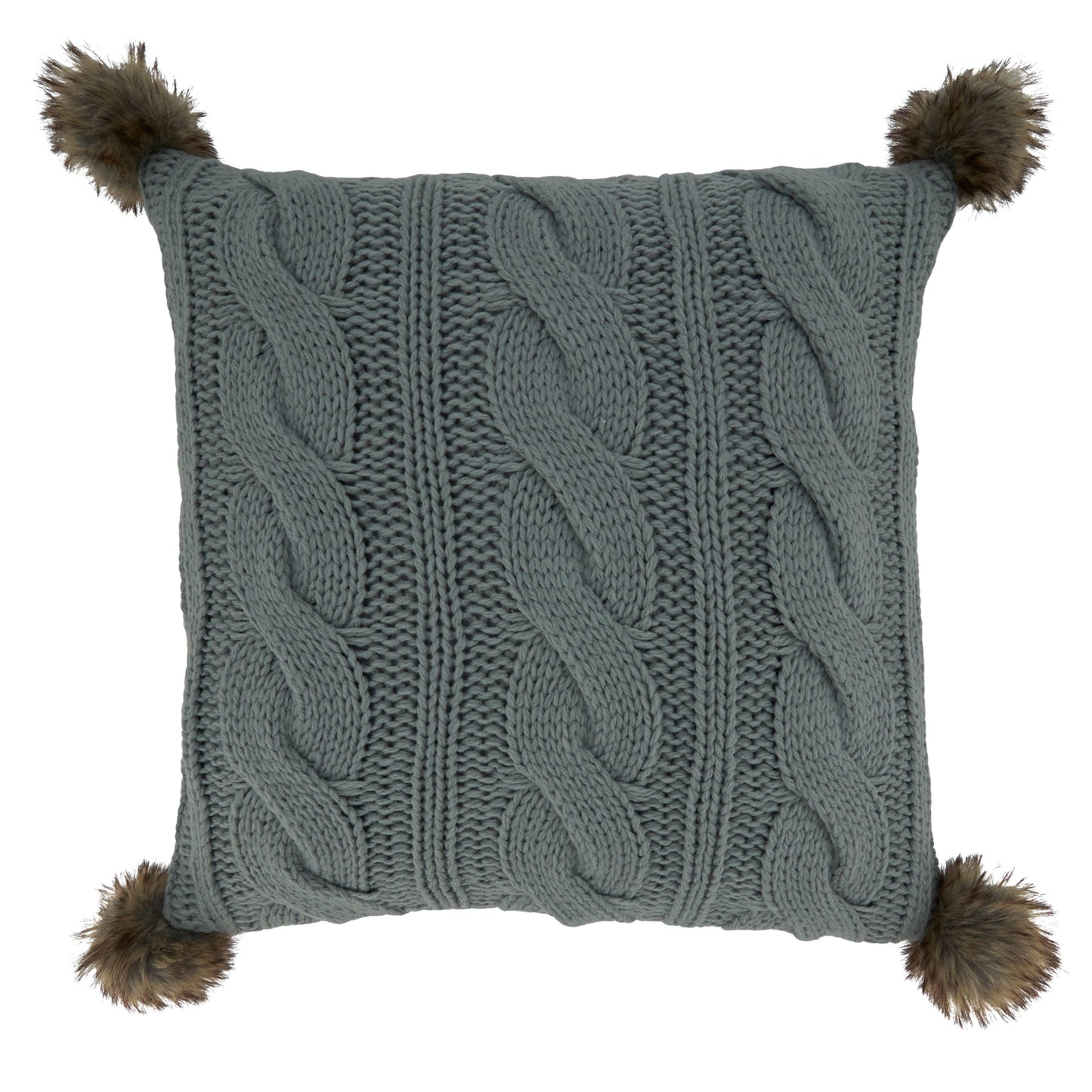Cable Knit Pompom Throw Pillow - 18"