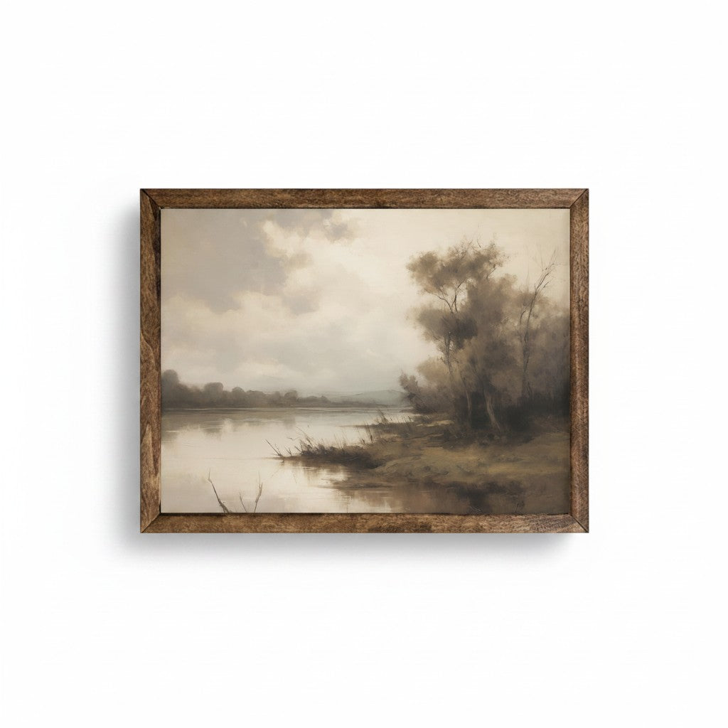 Hazy River Printed Espresso Framed Artwork - 18"x24"
